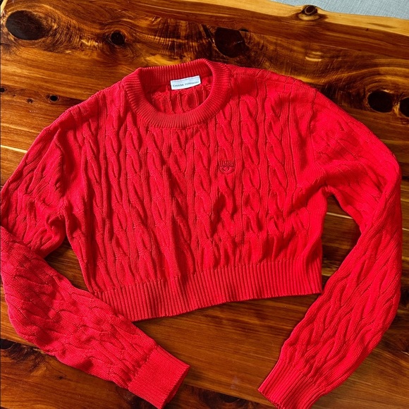 Chiara Ferragni Sweaters - Chiara Ferragni Red Cable Knit Cropped Sweater